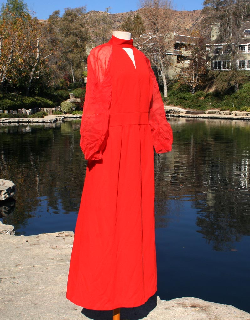 Red Chiffon Sheevles Long Dress