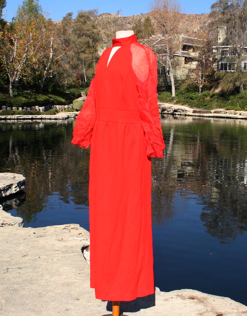 Red Chiffon Sheevles Long Dress