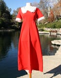 Red Lace Boarder Sleeves Collar Dress