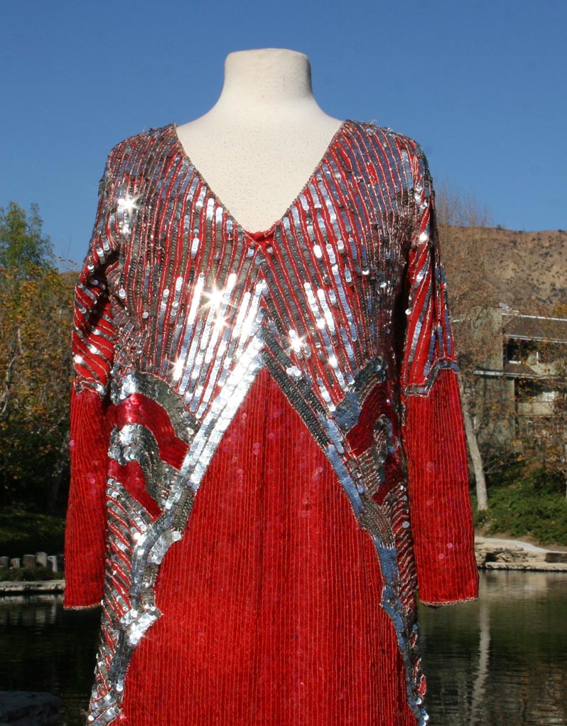 Red Sparkle Indian Made Silk Lining Dress