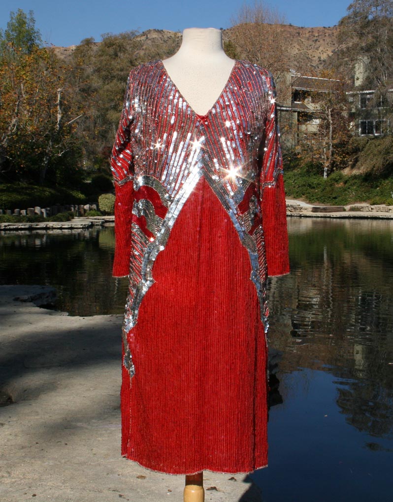 Red Sparkle Indian Made Silk Lining Dress