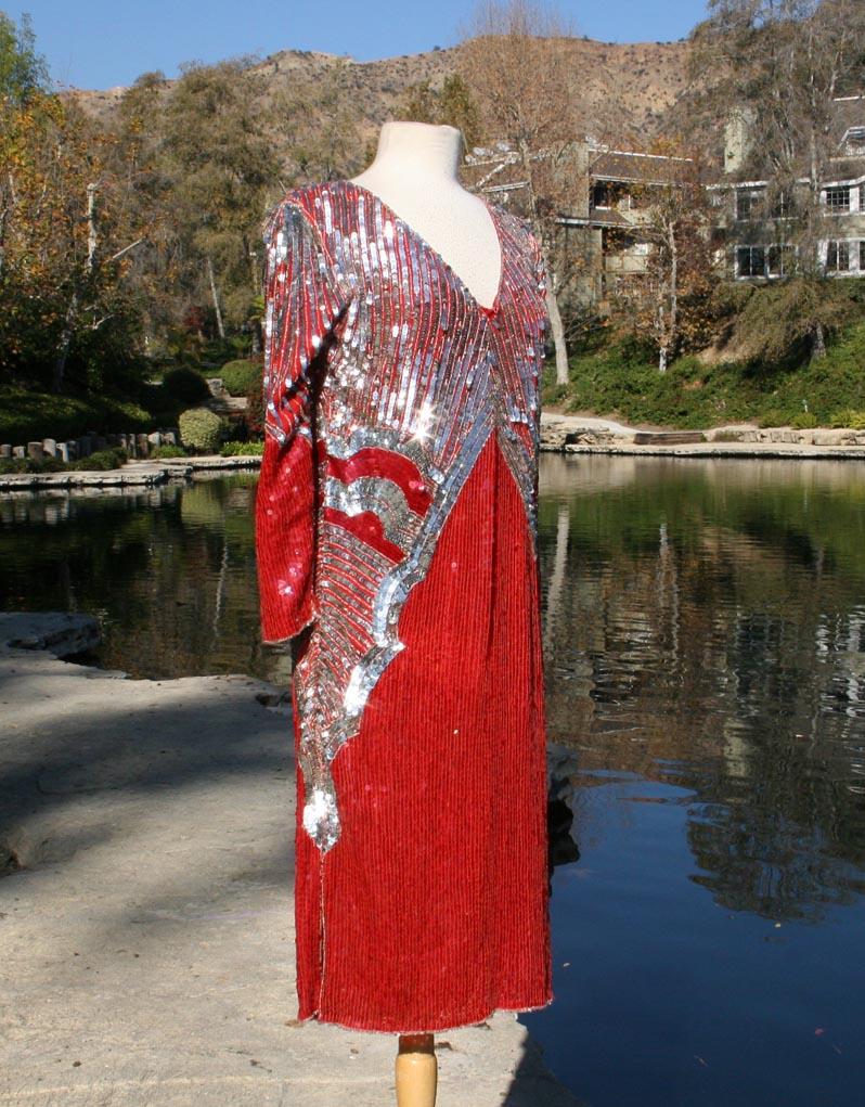 Red Sparkle Indian Made Silk Lining Dress