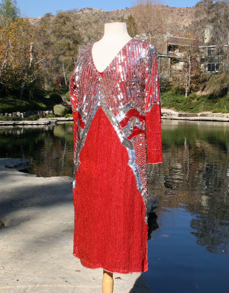 Red Sparkle Indian Made Silk Lining Dress