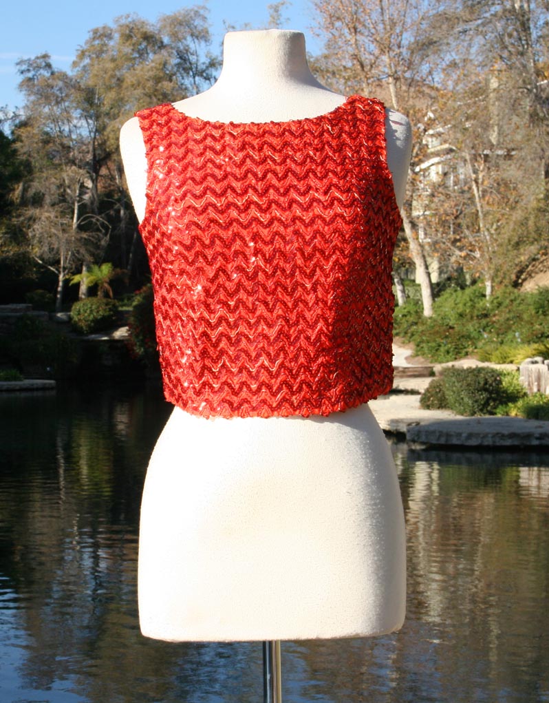 Red Sparkle Sleeveless Crop Top