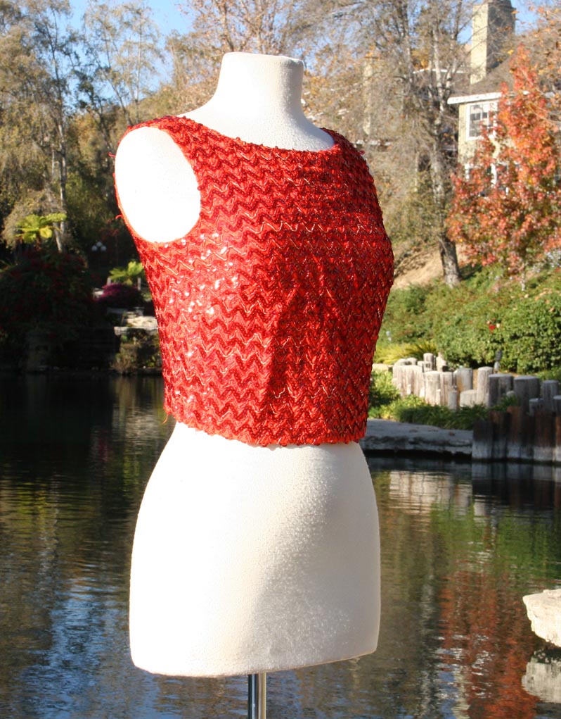 Red Sparkle Sleeveless Crop Top