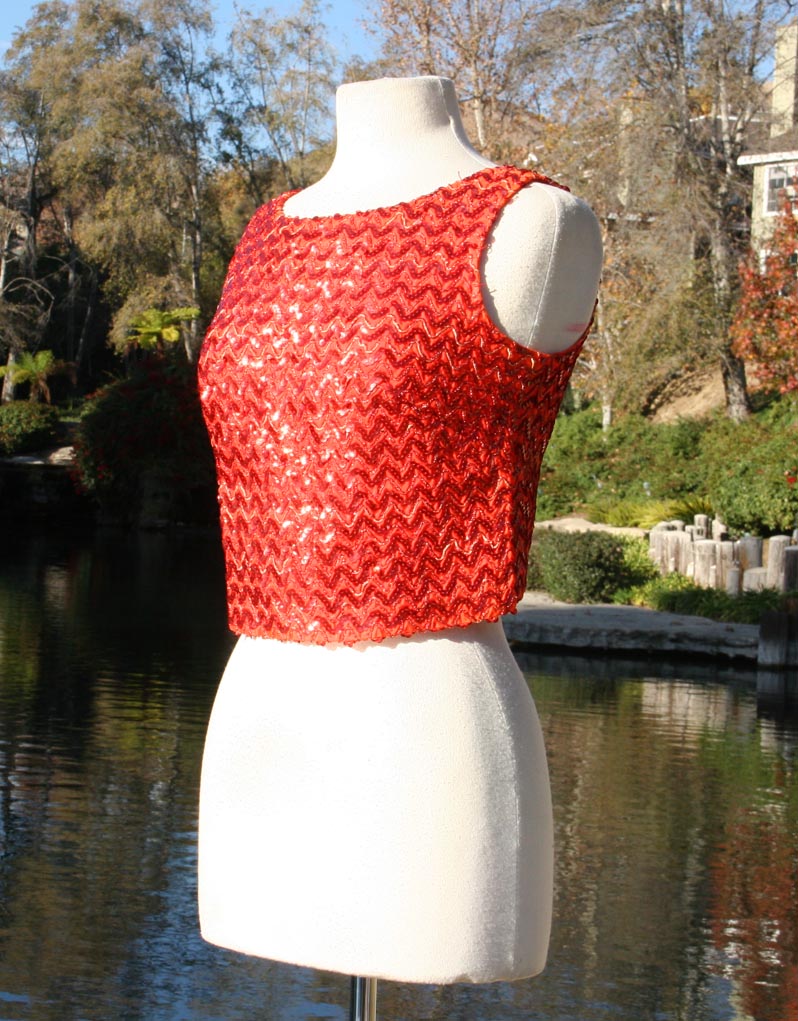 Red Sparkle Sleeveless Crop Top