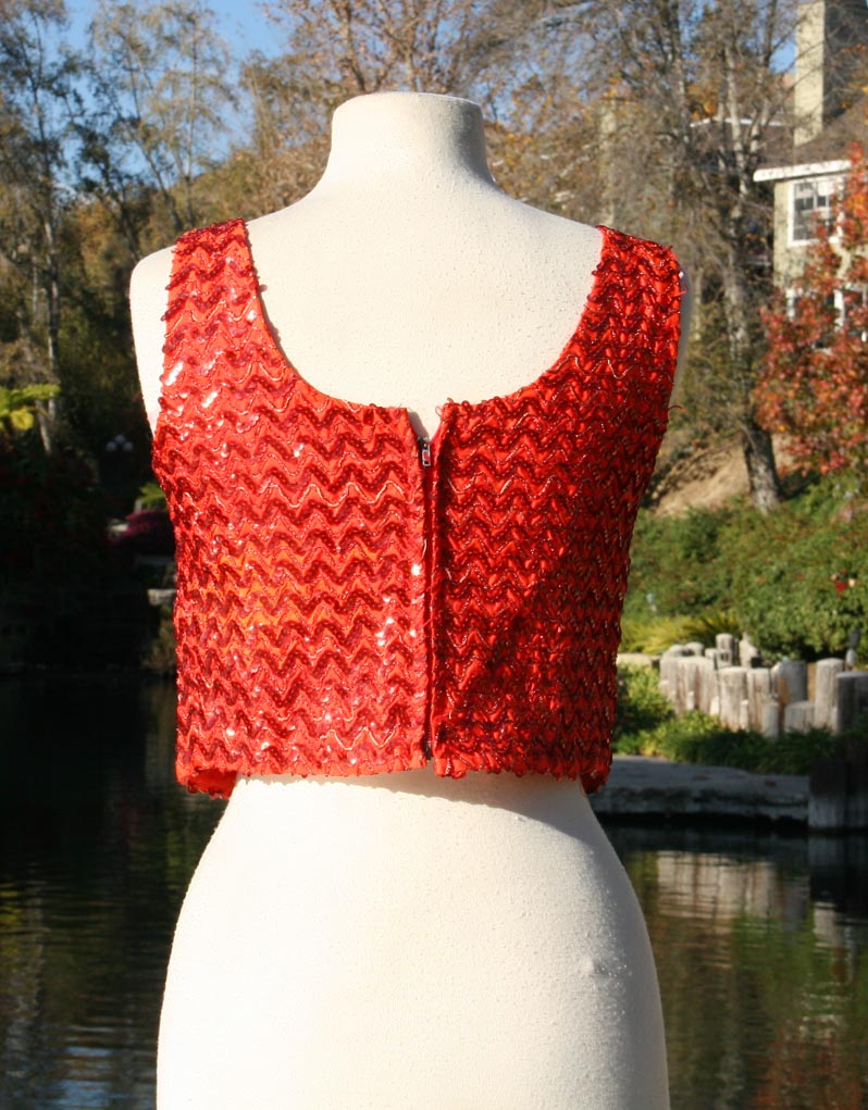 Red Sparkle Sleeveless Crop Top