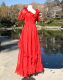 Red Sunny With Layered Ruffle Design Dress