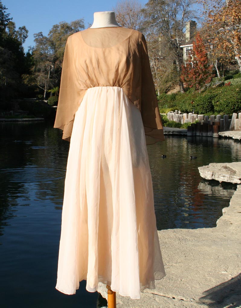 Tan Light Strapless Top With Sheer Brown Overlay Dress