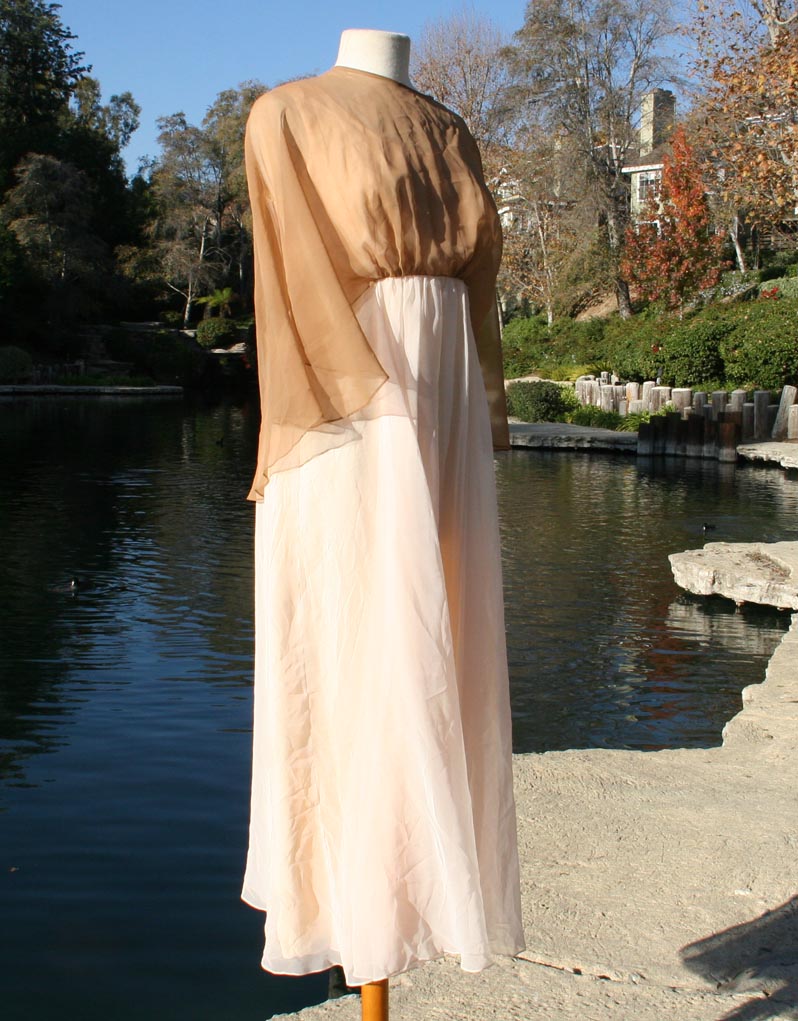 Tan Light Strapless Top With Sheer Brown Overlay Dress