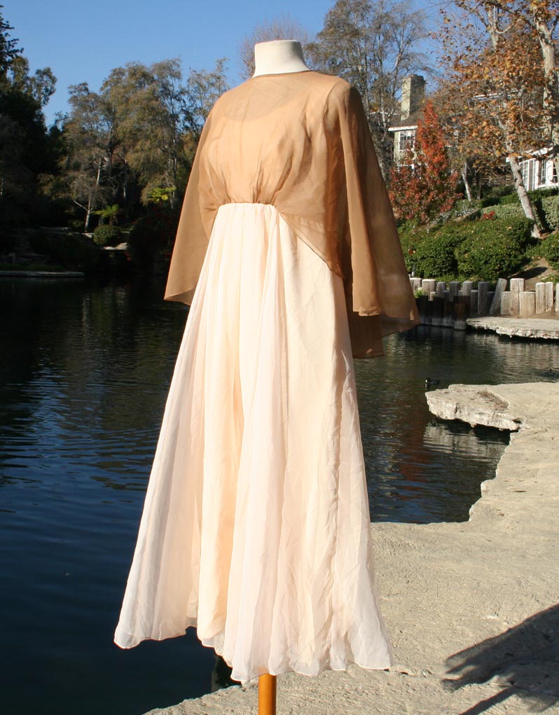 Tan Light Strapless Top With Sheer Brown Overlay Dress