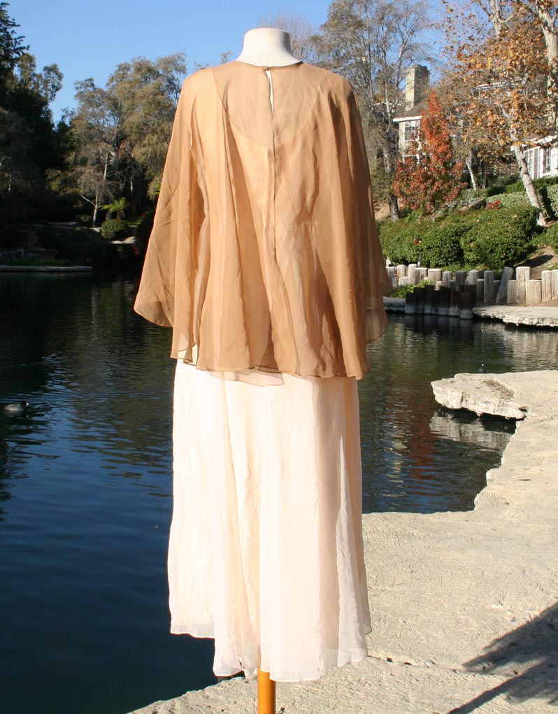 Tan Light Strapless Top With Sheer Brown Overlay Dress