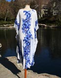 White Blue Hawaiian Aloha Flower Dress