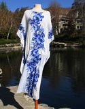 White Blue Hawaiian Aloha Flower Dress