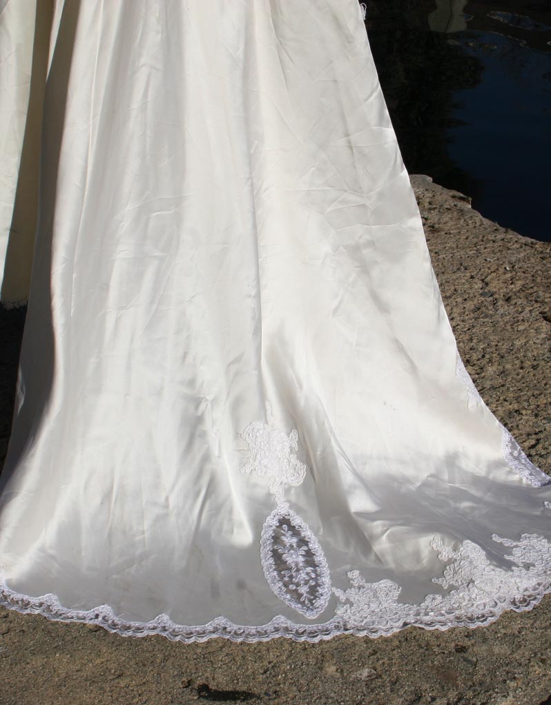 White Lace Top Wedding With Train