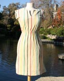 White Terry Cloth 70's Striped Sport Dress