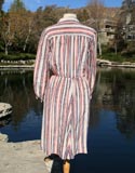 White Vertical Red Blue Red Stripped Collared Dress