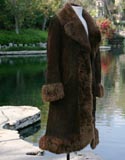Brown Suede Full Length Fur Collar Sleeve