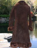 Brown Suede Full Length Fur Collar Sleeve