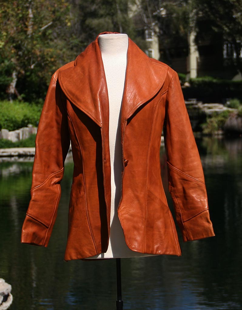 Light Tan Firm Leather Quarter Length Jacket