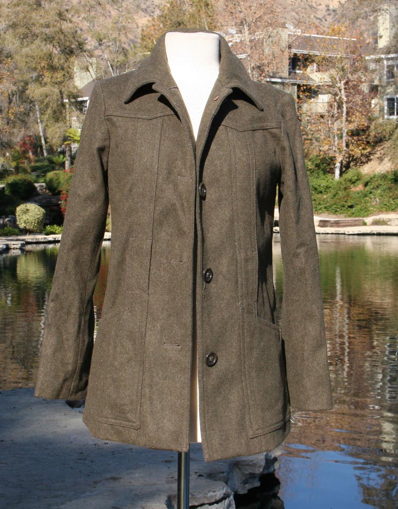 Army Green Slim Cut Wool Jacket Men