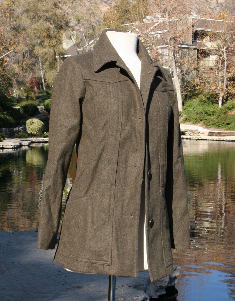 Army Green Slim Cut Wool Jacket Men
