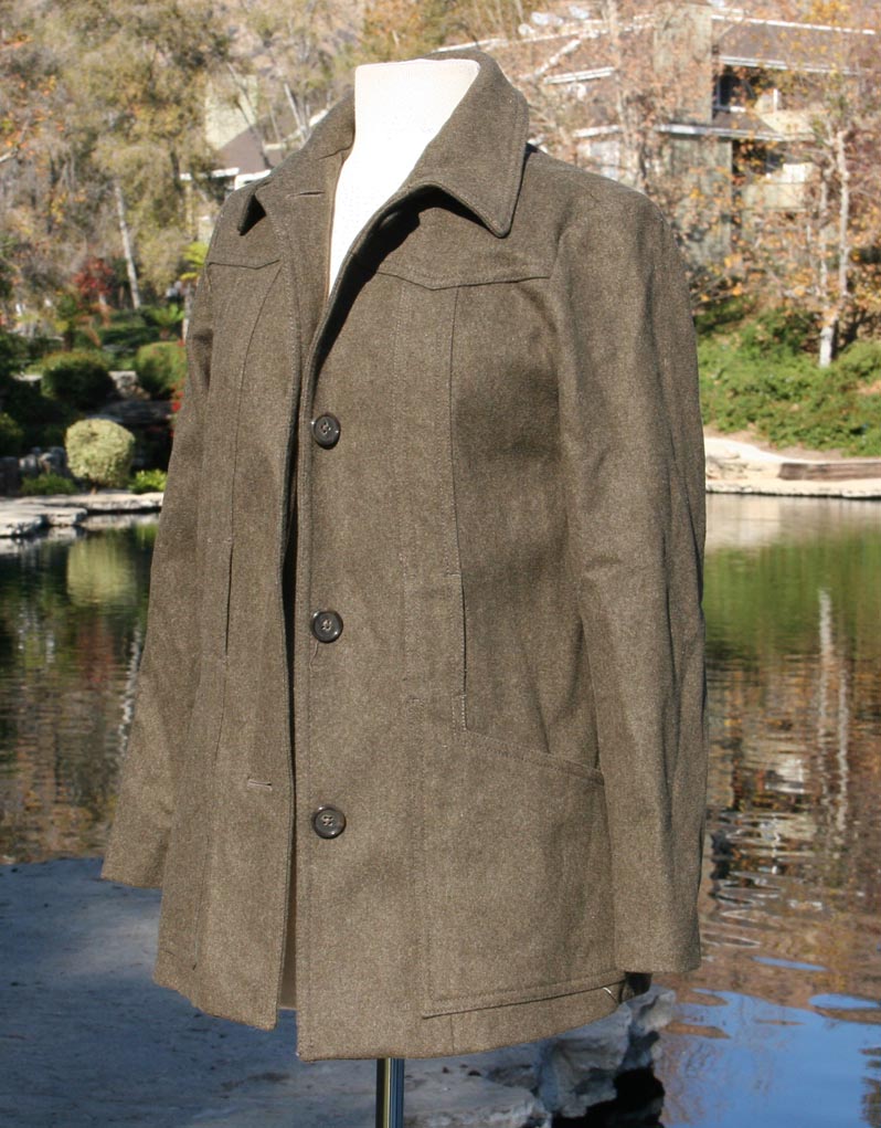 Army Green Slim Cut Wool Jacket Men