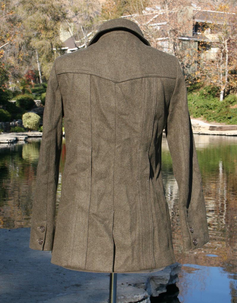 Army Green Slim Cut Wool Jacket Men