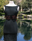 Black Knit Dress With Waist Lace Overlay