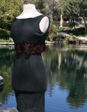 Black Knit Dress With Waist Lace Overlay
