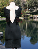 Black Knit Dress With Waist Lace Overlay
