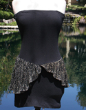 Black Knit Mini Skirt With Pattern Waist Overlay