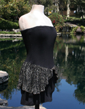 Black Knit Mini Skirt With Pattern Waist Overlay