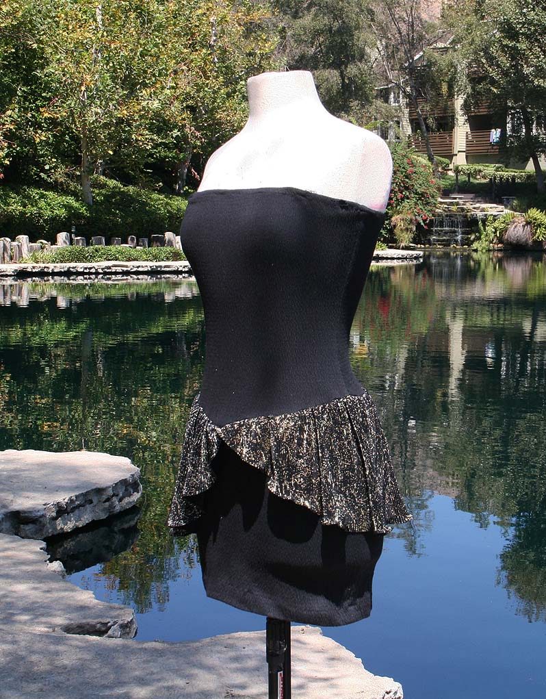 Black Knit Mini Skirt With Pattern Waist Overlay