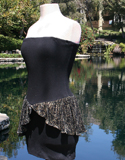 Black Knit Mini Skirt With Pattern Waist Overlay