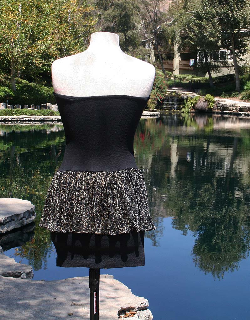 Black Knit Mini Skirt With Pattern Waist Overlay