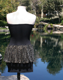 Black Knit Mini Skirt With Pattern Waist Overlay