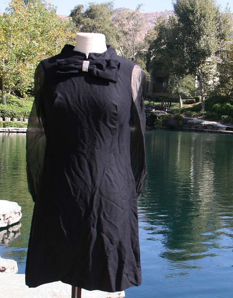 Black Mini Dress Skirt With Diamonds Neck Bow