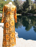 Gold Paisley Long Shirt Front Middle Split