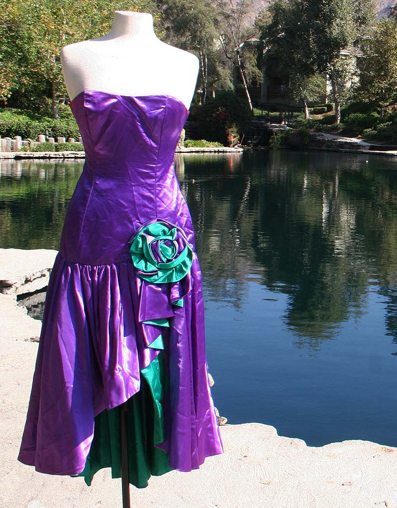 Purple Strapless With Green And Purple Side Hip Bow