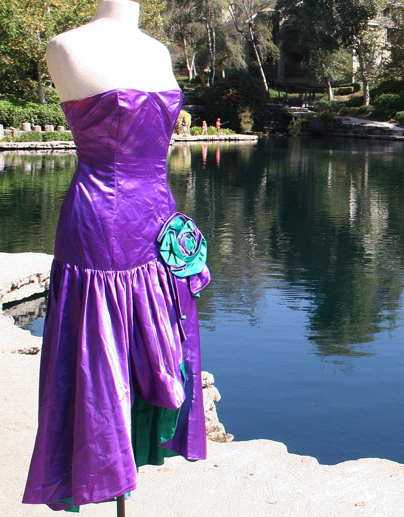 Purple Strapless With Green And Purple Side Hip Bow