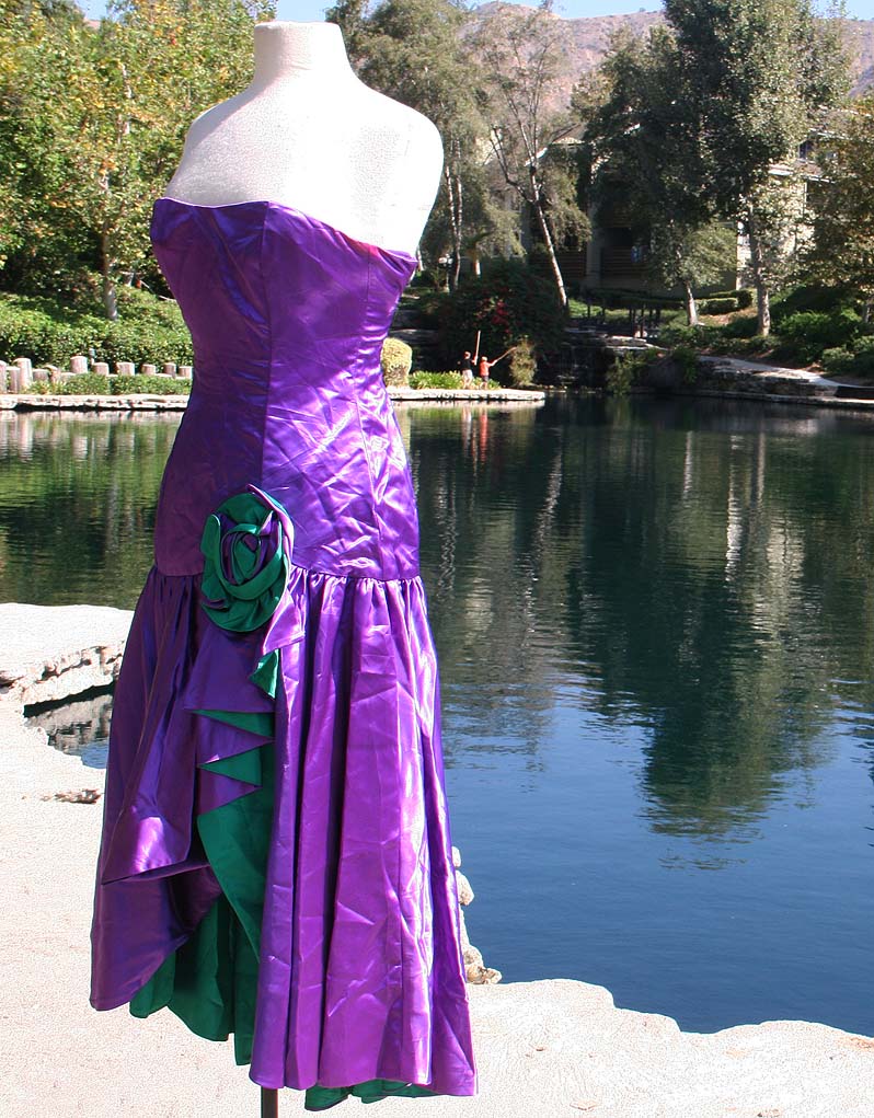Purple Strapless With Green And Purple Side Hip Bow