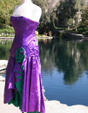 Purple Strapless With Green And Purple Side Hip Bow