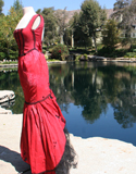 Red With Black Trim Torn Old West Dress
