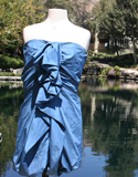 Sky Blue Air Mini Dress With Front Center Bow