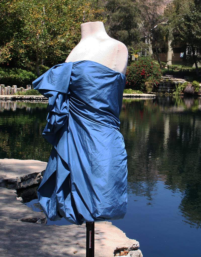 Sky Blue Air Mini Dress With Front Center Bow