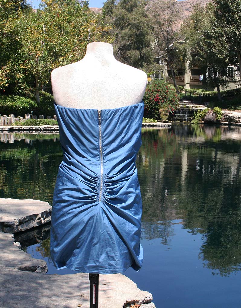Sky Blue Air Mini Dress With Front Center Bow