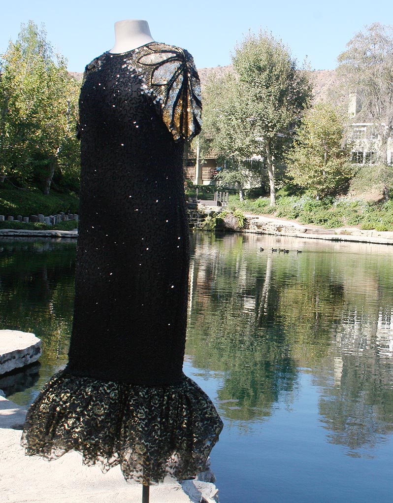 Black & Gold Full Beaded Sparkle With Mermaid Bottom