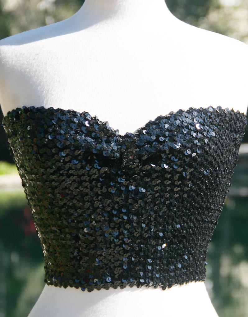 Black Sequin Strapless Breast Contour Bra
