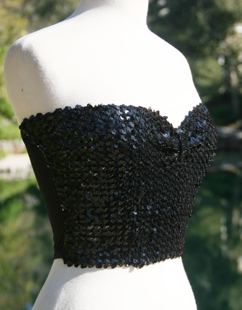Black Sequin Strapless Breast Contour Bra